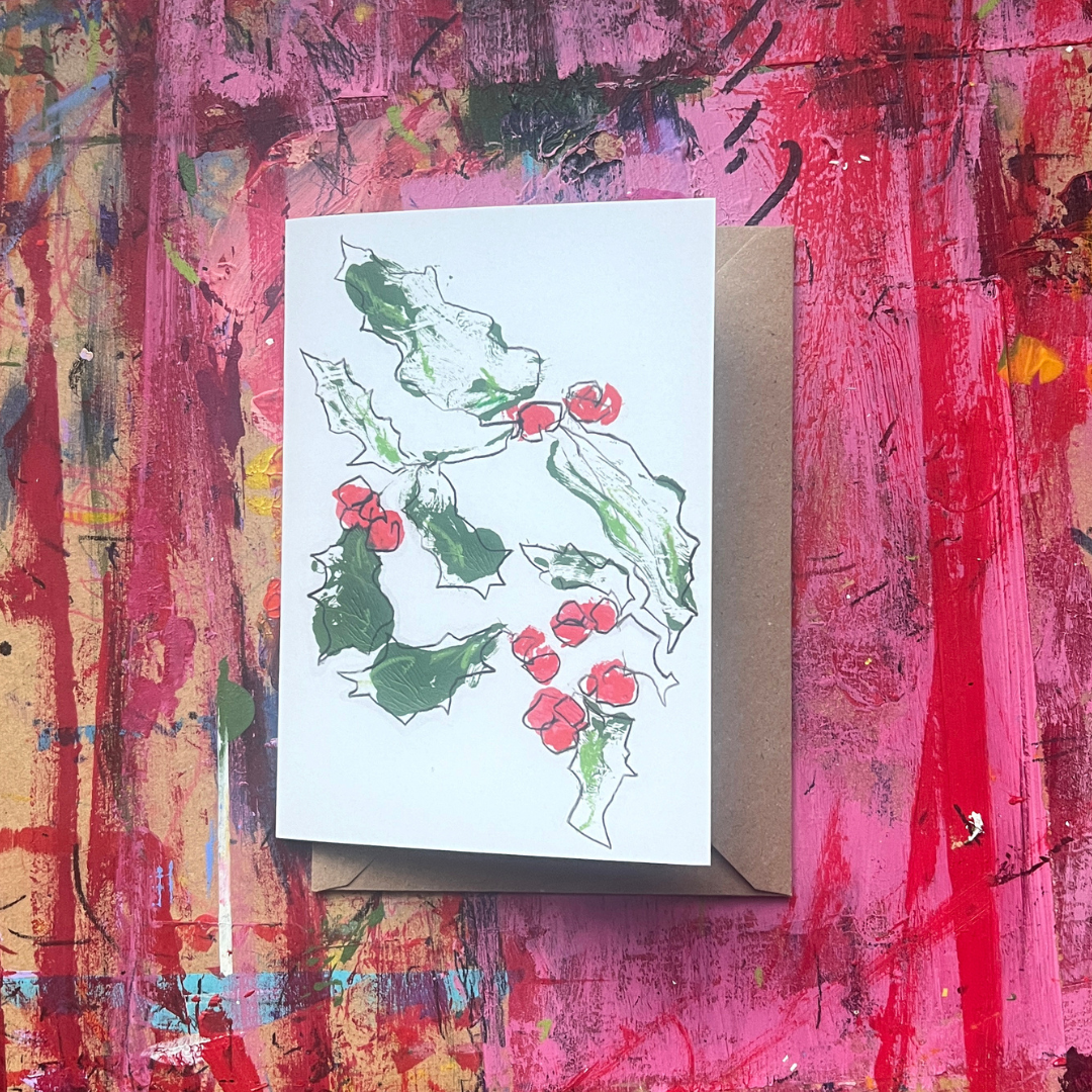 A6 Christmas Greeting Card – Holly